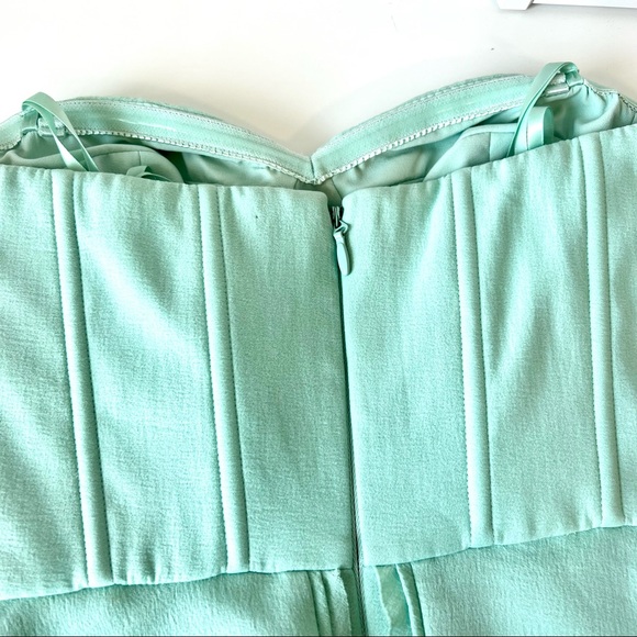 BCBGMAXAZRIA Jacklyn Ruffled Tiered Strapless Opaline Dress—SZ. 0 - Picture 8 of 17